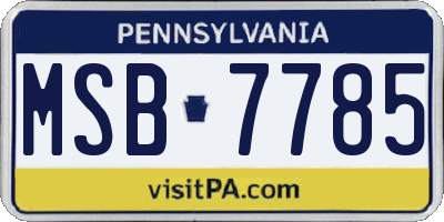 PA license plate MSB7785