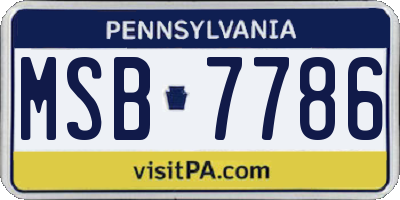 PA license plate MSB7786