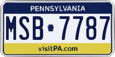 PA license plate MSB7787