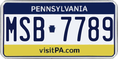 PA license plate MSB7789