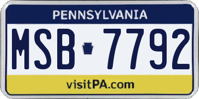PA license plate MSB7792