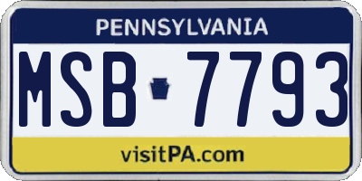 PA license plate MSB7793