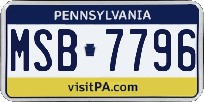 PA license plate MSB7796