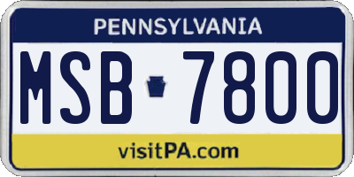 PA license plate MSB7800