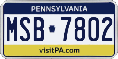 PA license plate MSB7802