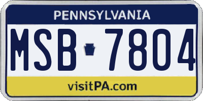 PA license plate MSB7804