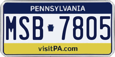 PA license plate MSB7805