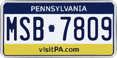 PA license plate MSB7809