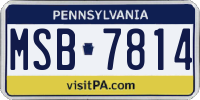 PA license plate MSB7814