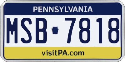 PA license plate MSB7818
