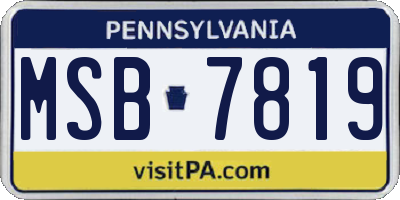 PA license plate MSB7819