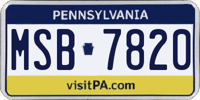 PA license plate MSB7820