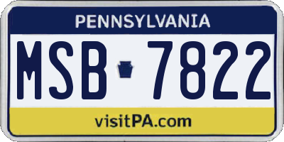 PA license plate MSB7822