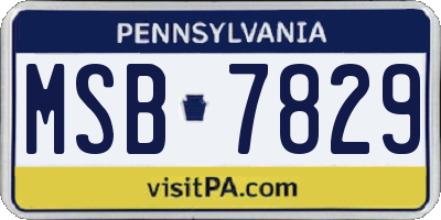 PA license plate MSB7829