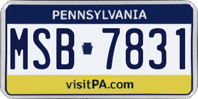 PA license plate MSB7831