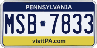 PA license plate MSB7833