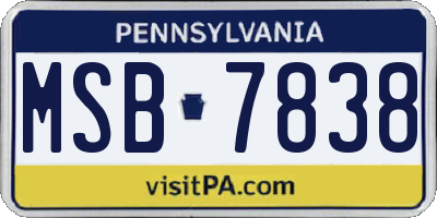PA license plate MSB7838