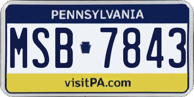 PA license plate MSB7843