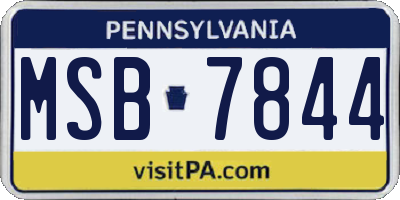 PA license plate MSB7844