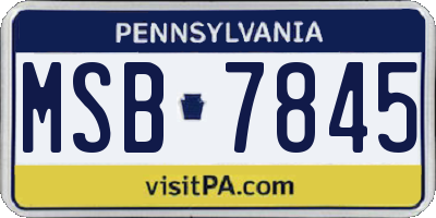 PA license plate MSB7845