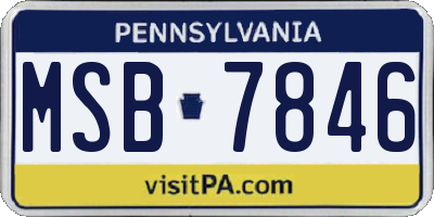 PA license plate MSB7846
