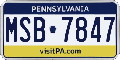PA license plate MSB7847