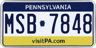 PA license plate MSB7848