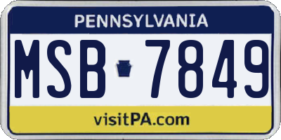 PA license plate MSB7849