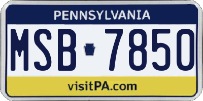 PA license plate MSB7850
