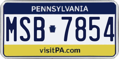 PA license plate MSB7854