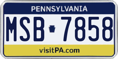 PA license plate MSB7858