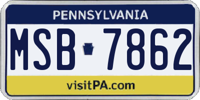 PA license plate MSB7862