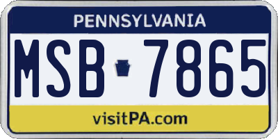 PA license plate MSB7865