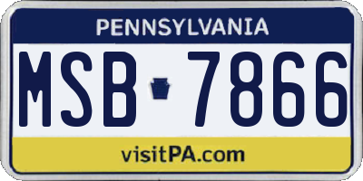 PA license plate MSB7866