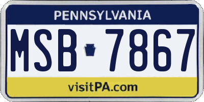 PA license plate MSB7867