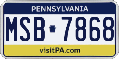 PA license plate MSB7868