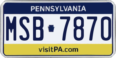PA license plate MSB7870