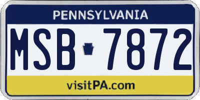 PA license plate MSB7872