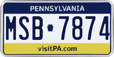 PA license plate MSB7874