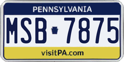 PA license plate MSB7875
