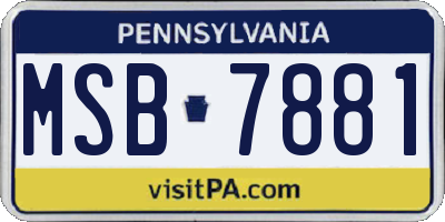 PA license plate MSB7881