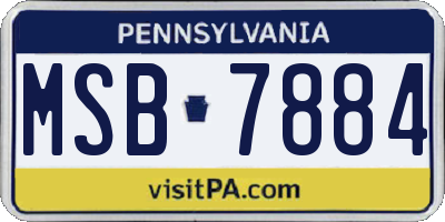 PA license plate MSB7884