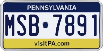 PA license plate MSB7891
