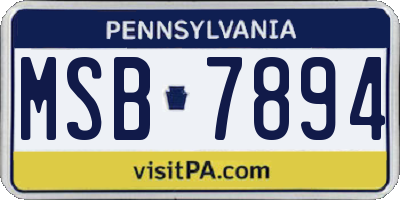 PA license plate MSB7894
