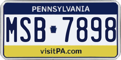 PA license plate MSB7898