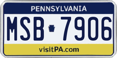 PA license plate MSB7906
