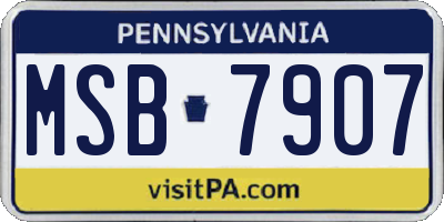 PA license plate MSB7907