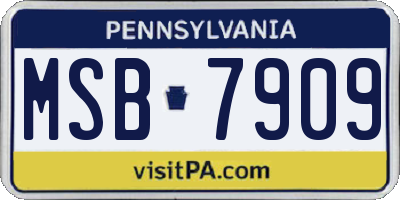 PA license plate MSB7909