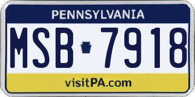 PA license plate MSB7918