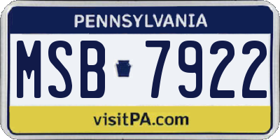 PA license plate MSB7922